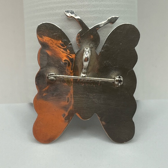 Navajo Butterfly sterling stone brooch - Picture 4 of 5